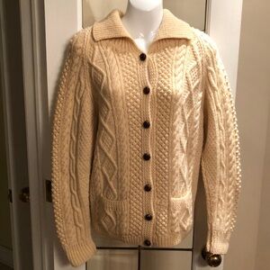 Irish Cream Cable Knit Wool Cardigan